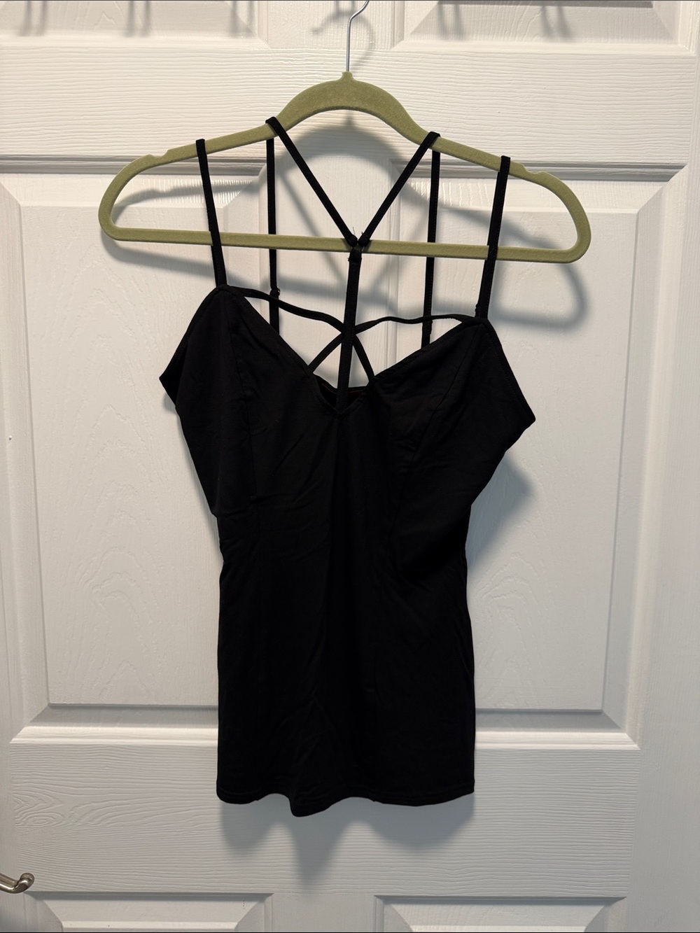 Black Strappy Women's Camisole with Decorative Back Detail